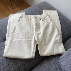 Zara cream white High rise straight leg jean